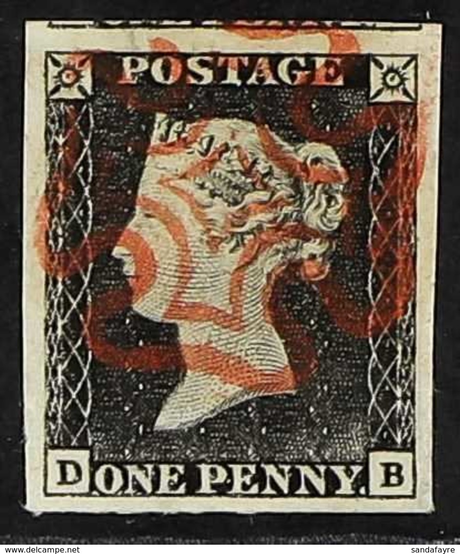 1840  1d Grey-black 'DB' Plate 1a, SG 3, Superb Used With 4 Very Large Margins & Crisp Red MC Cancellation. A Particular - Ohne Zuordnung