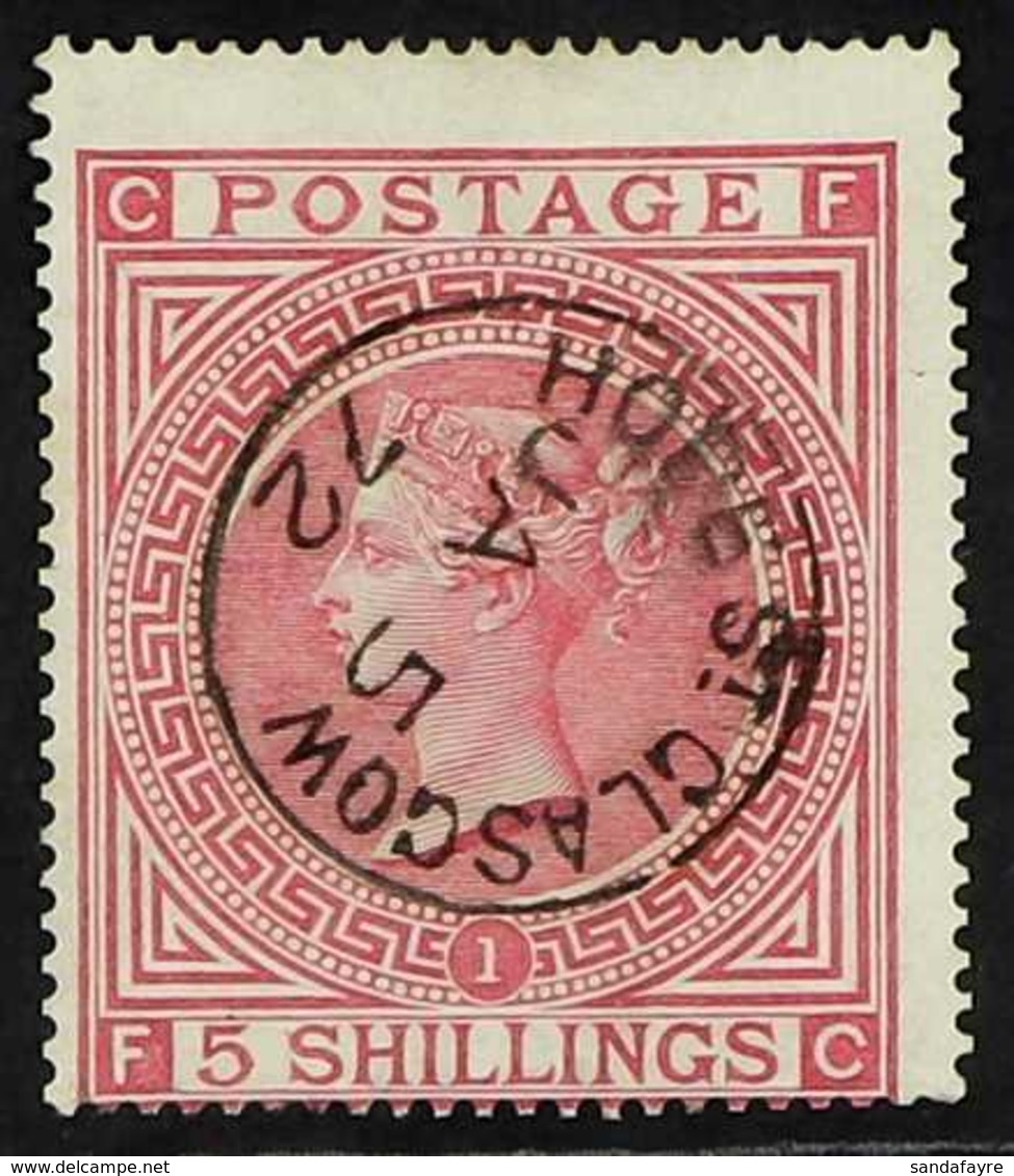 1867-83  5s Rose Plate 1, SG 126, Used With Superb Complete "HOPE ST. GLASGOW" Cds Cancel, Centred To Lower Left, Very F - Sonstige & Ohne Zuordnung