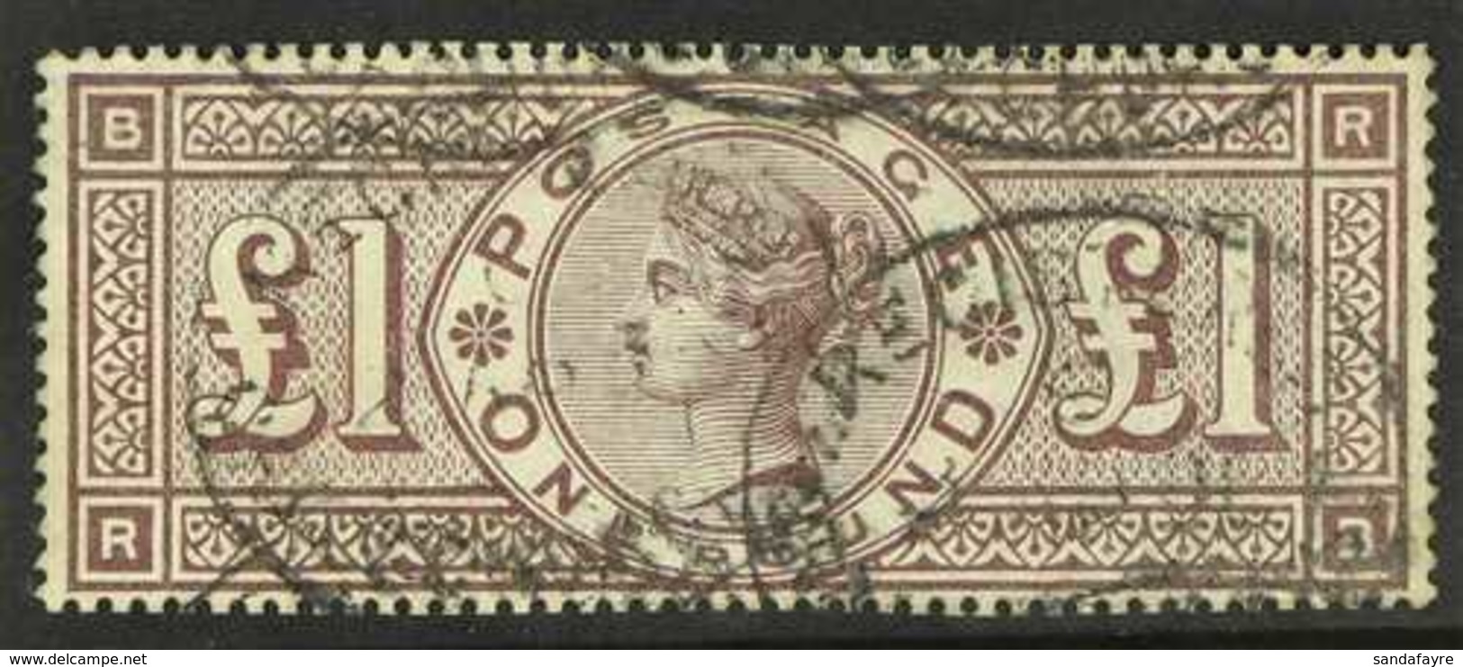 1884  £1 Brown - Lilac Wmk Imperial Crowns, SG 185, Used With Light Registered Oval Pmks, Strong Rich Colour & Full Perf - Sonstige & Ohne Zuordnung