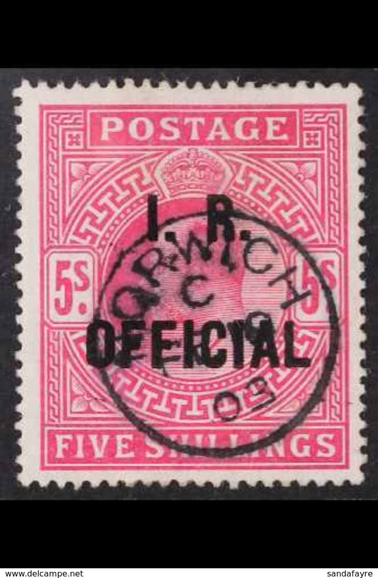 I. R. OFFICIAL  1902 5s Bright Carmine, SG O25, Used With Superb Norwich FEB 10 03 Cds Cancellation. Rare, Cat £10,000.  - Ohne Zuordnung