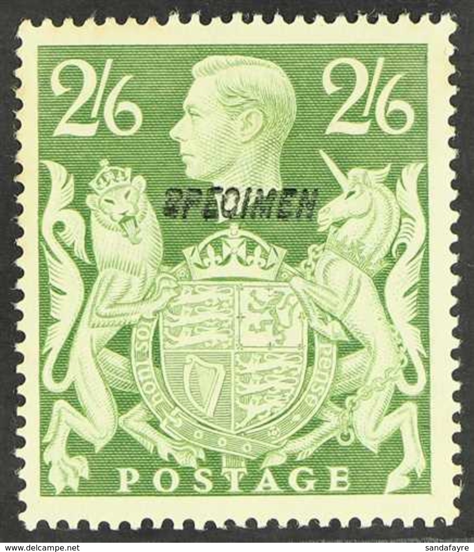 1942  2s 6d Yellow Green, Geo VI, Overprinted "Specimen" Type 23, SG 476bs, NHM, Light Gum Toning At Top. For More Image - Ohne Zuordnung