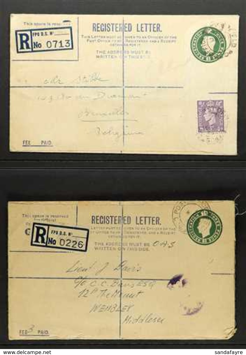REGISTRATION ENVELOPES  FORCES ISSUE 1944 3d Green, Size G2, Both Types With Square And Round Stops On The Back, Huggins - Ohne Zuordnung