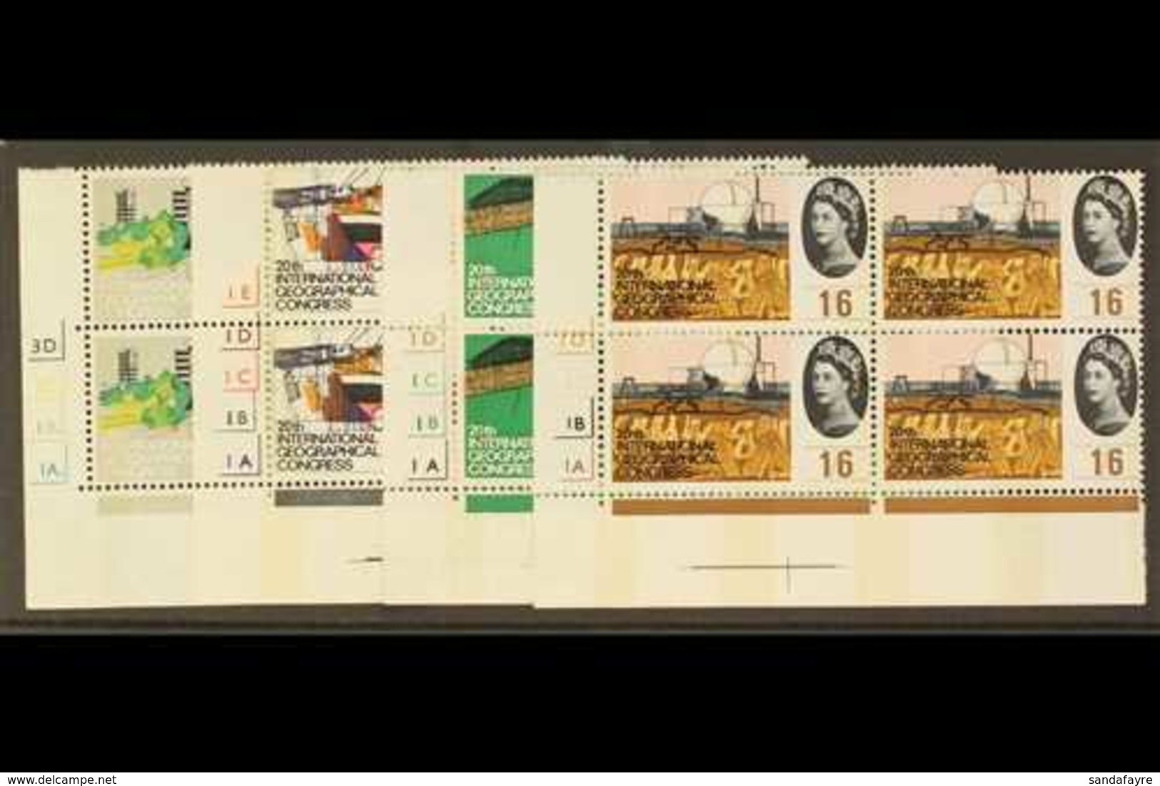 1964  Geographical Congress Complete Phosphor Set In CYLINDER BLOCKS OF FOUR, SG 651p/654p, Superb Never Hinged Mint. (4 - Sonstige & Ohne Zuordnung