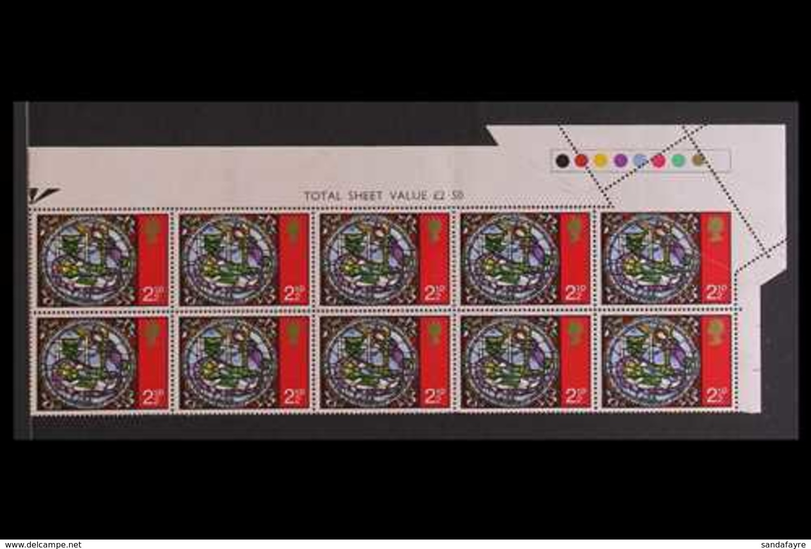 1971  2½p "Dream Of The Wise Men" Christmas Stamp, Top Corner BLOCK OF TEN, Upper Right Corner Of The Sheet (5 X 2) With - Sonstige & Ohne Zuordnung