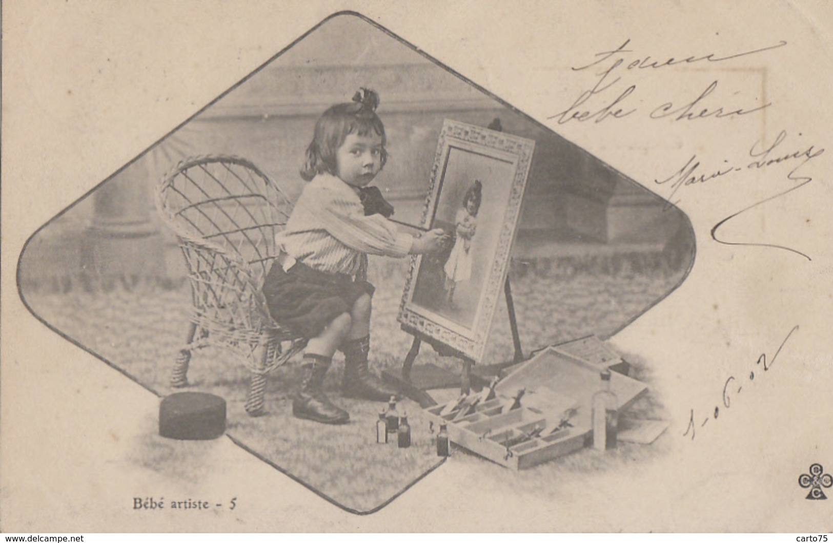 Photographie - Série de 6 cpa - Appareil Photographique - Enfants - Oblitérations 1902 Chadenac Surgères Pons