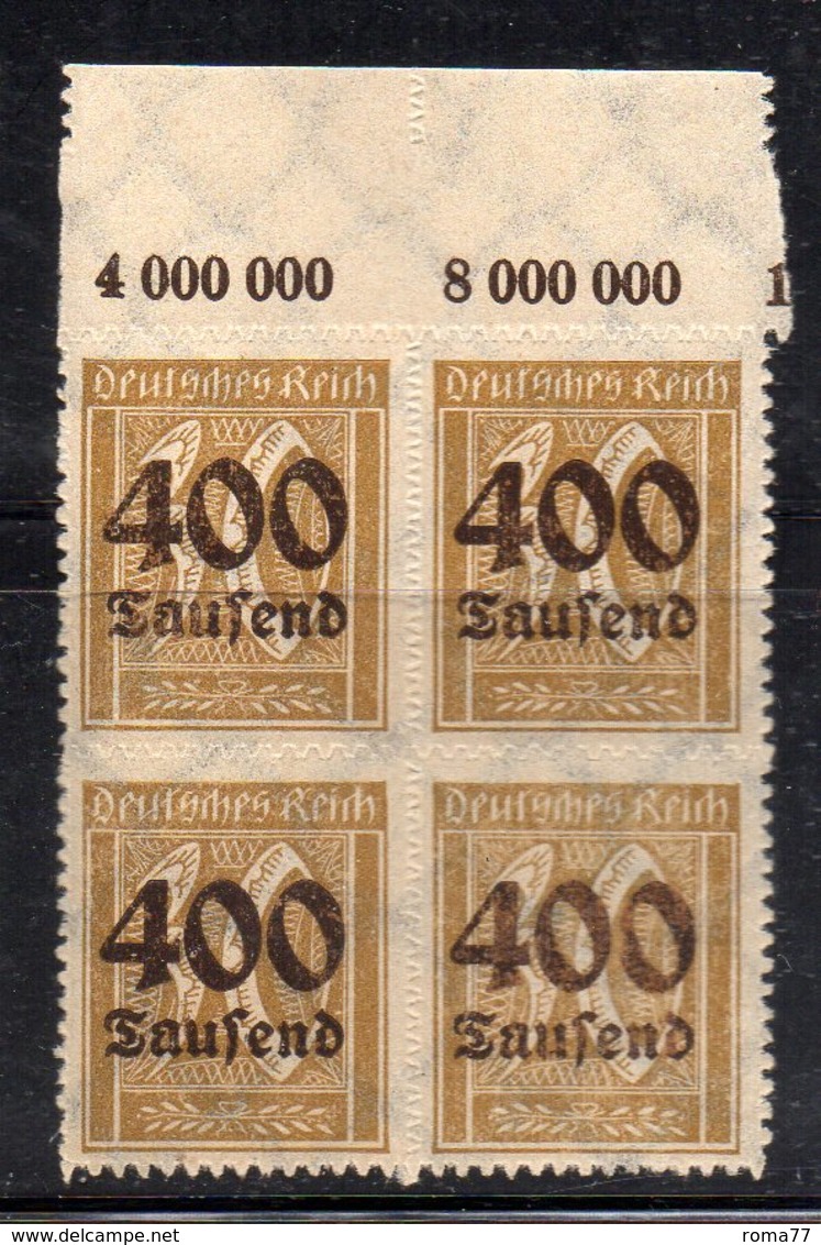Q264A - GERMANIA IMPERO 1923 , Inflazione 400/30 Quartina  */* (M2200) Gomma Stanca - Nuovi
