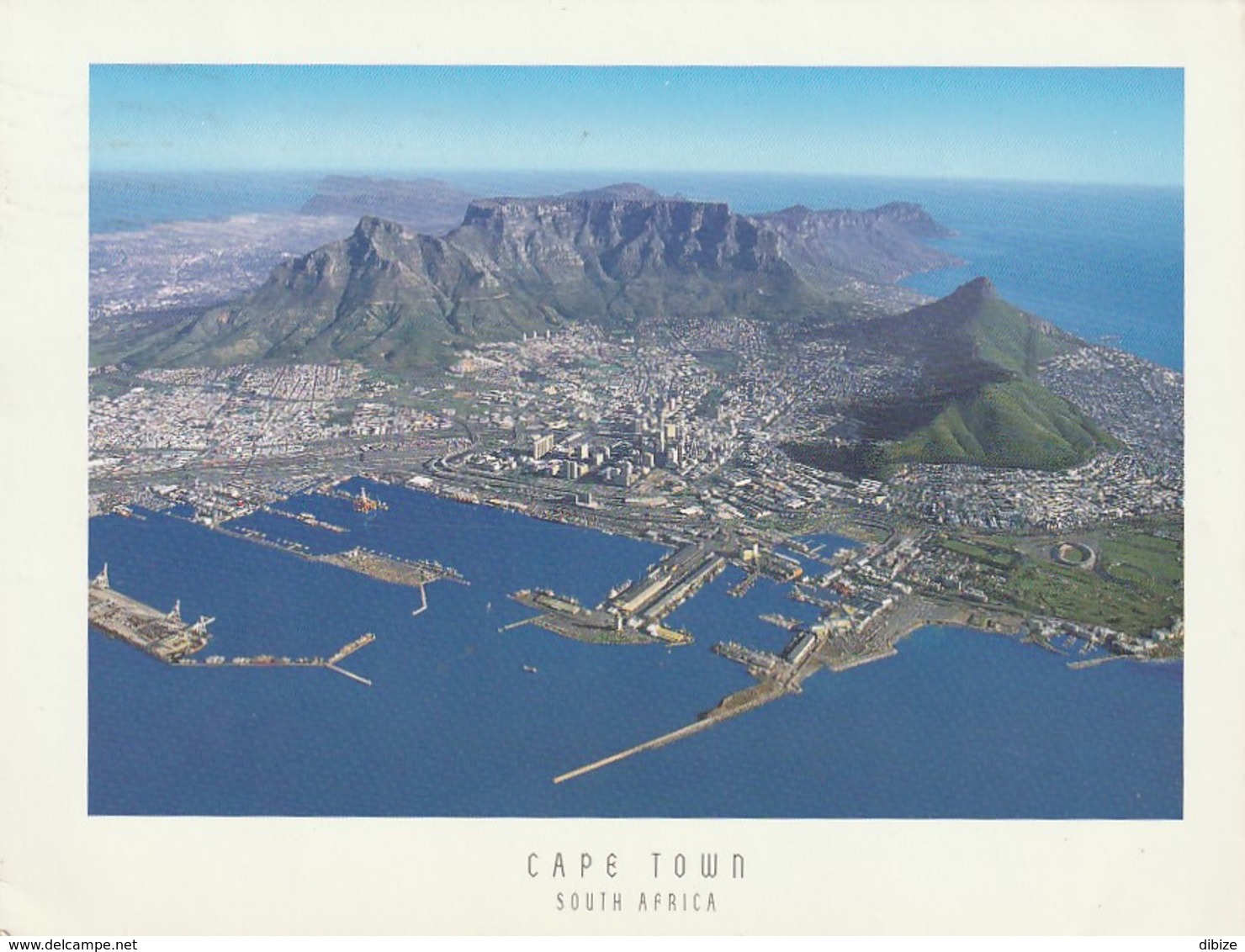 Postcard. South Africa. Cape Town. Table Mountain And Table Bay Harbor. Circulated 2004. Flowers And Butterfly Stamps. - Südafrika