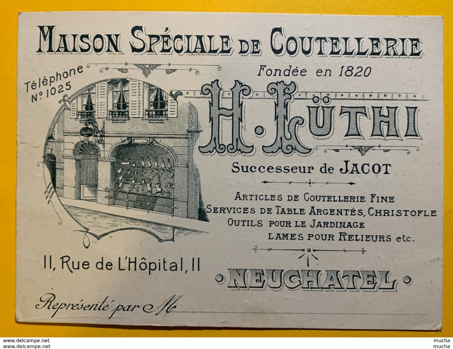 60311 - Maison Spéciale De Coutellerie H.Lüthi Neuchâtel Suiisse Verso Quittance De Livraison - Visiting Cards