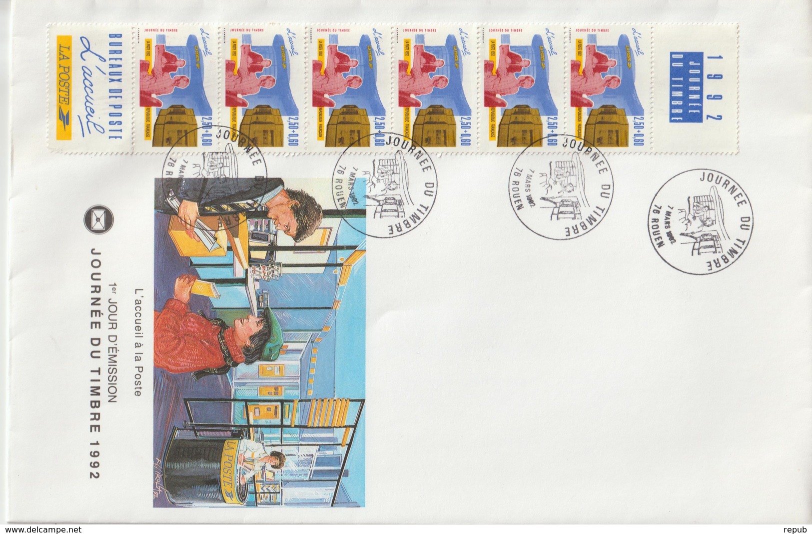 France FDC Grand Format 1992 Journée Du Timbre BC2744A - 1990-1999