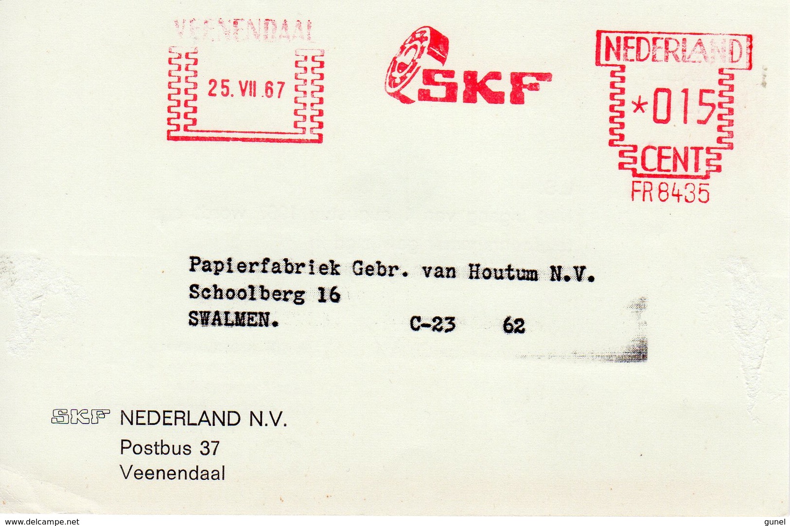 25 VII  67   Roodfrankering  Veenendaal Op Briefkaart Met Firmalogo Naar Swalmen - Postal History