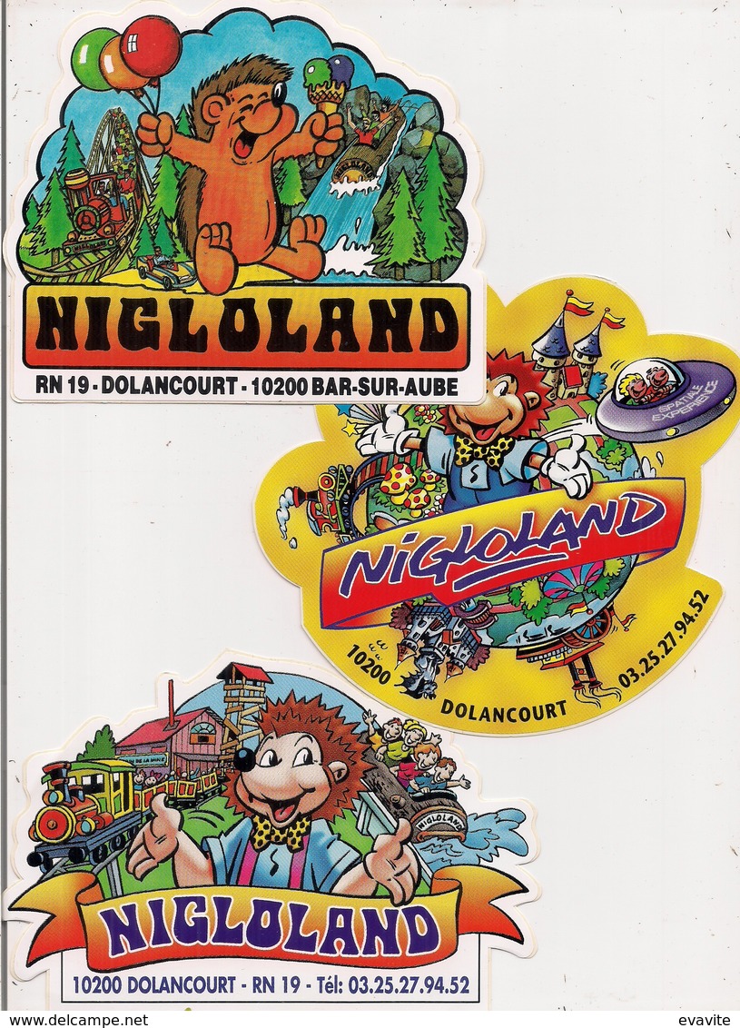 Autocollants -  Lot De 3 Grands -   Parc D'Attraction  NIGLOLAND à DOLANCOURT 10 - Autocollants