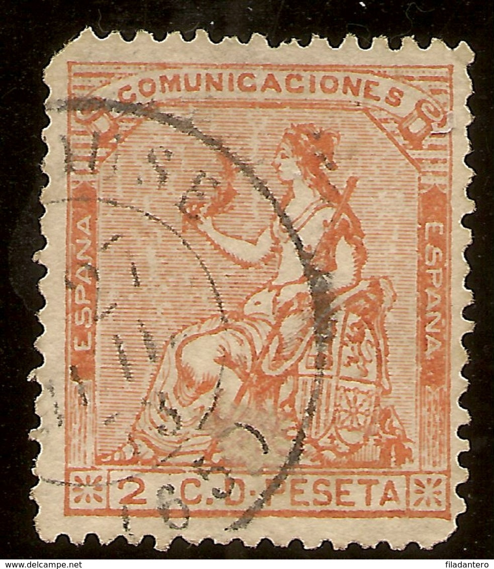 España Edifil 131 (º)  2 Céntimos Naranja  Corona Mural Y Alegoría  1873  NL548 - Usados