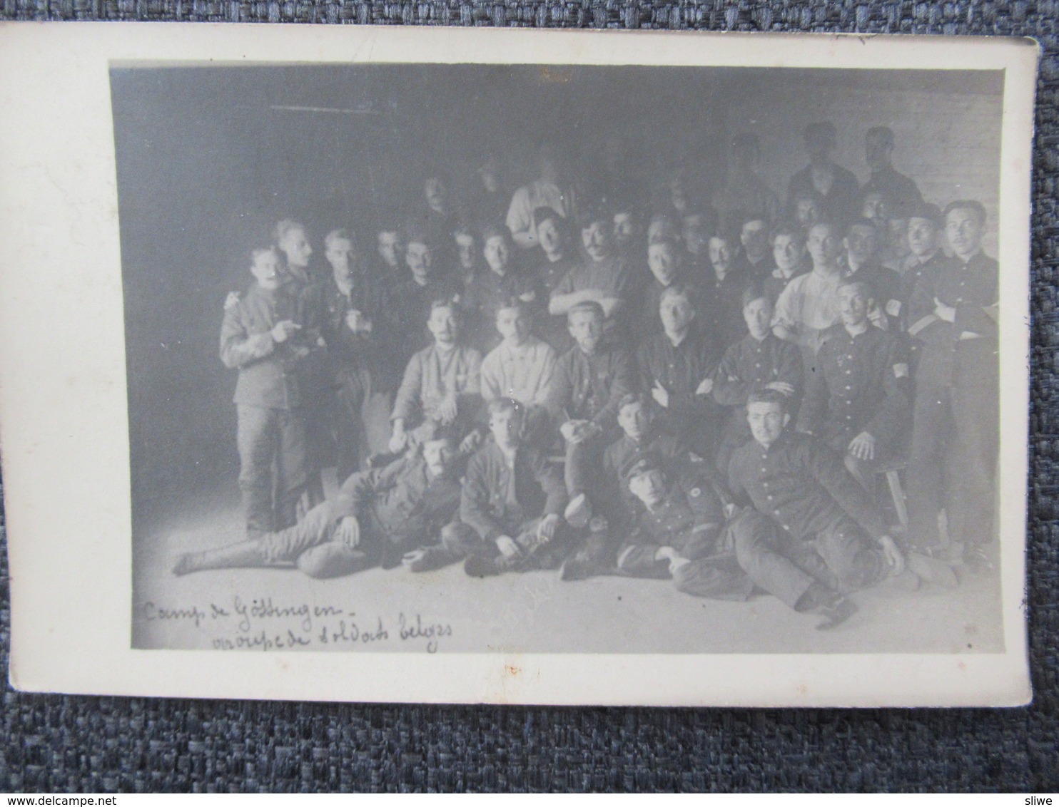 Carte Photo Camp De Gottingen - Groupe De Soldats Belges - Barracks