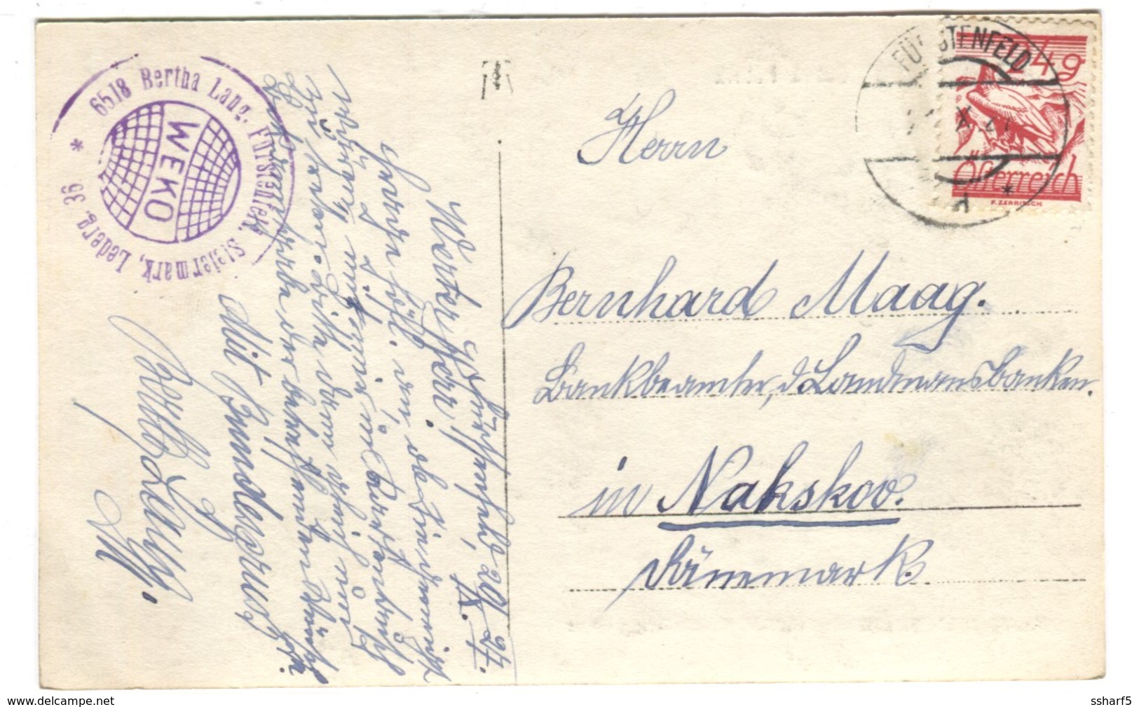 TOBACCO FACTORY TABAK FABRIK Fürstenfeld WEKO Stempel 1927 - Fürstenfeld