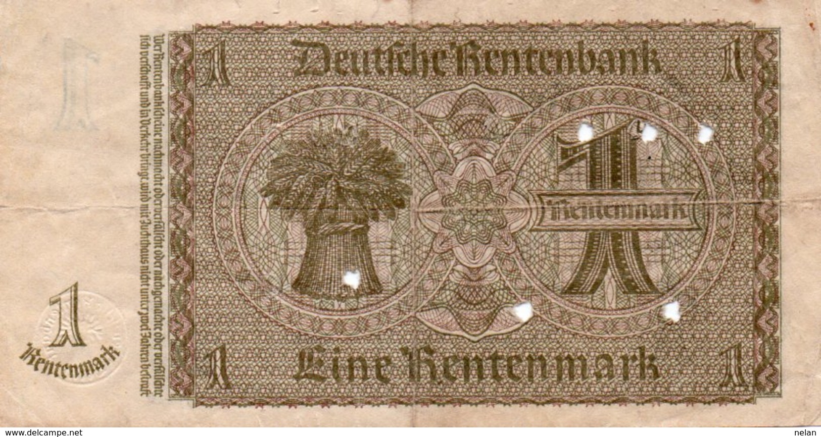 GERMANY-  1 RENTENMARK 1937  P-173b.1   CIRC. - Altri & Non Classificati