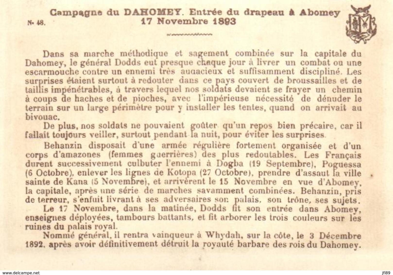 D 7992 - Histoire    Campagne Du Dahomey  (1893 )  Entrée Du Drapeau à Abomey - Histoire