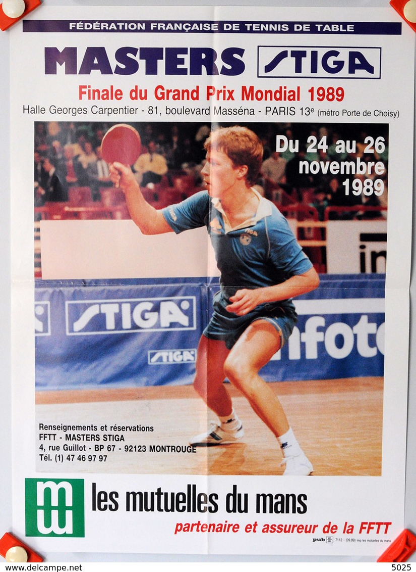 = FRANCE - 1989 - PARIS - Affiche Masters STIGA - Finale Grand Prix Mondial - Waldner - Tennis Table Tischtennis - Tischtennis