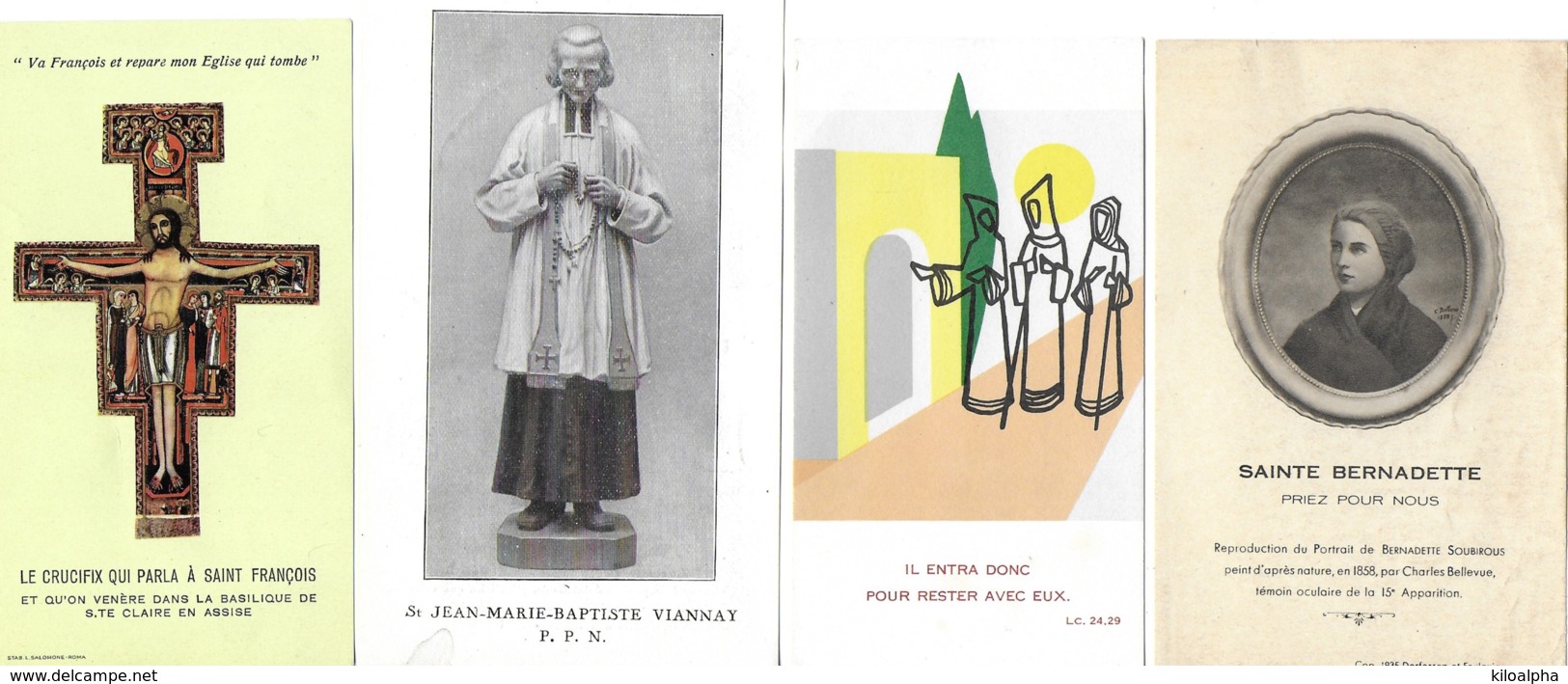 Images Pieuse (4) (saint Jean Marie Vianney, Sainte Bernadette Soubirous, Saint François D'Assises, Les Péleris D'Emmaüs - Devotieprenten