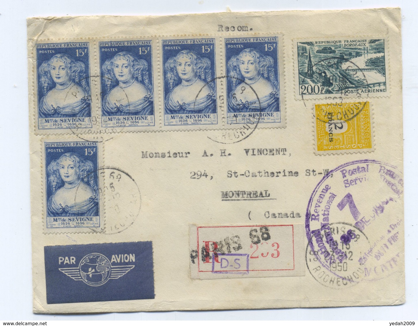 Austria REGISTERED AIRMAIL COVER To Canada 1950 - 1927-1959 Covers & Documents