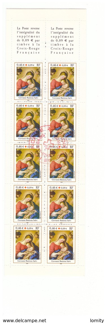 France Carnet Croix Rouge Non Plié 2002 Cachet Comité Vals Les Bains Timbres N°3531a Dont 6 Timbres Neufs - Croce Rossa