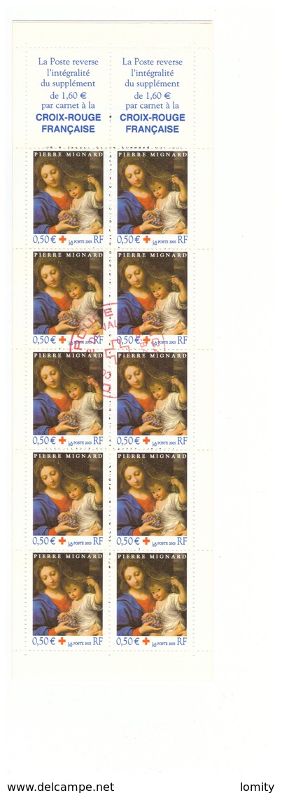 France Carnet Croix Rouge Non Plié 2003 Cachet Comité Vals Les Bains Timbres N°3620 Dont 6 Timbres Neufs - Croce Rossa