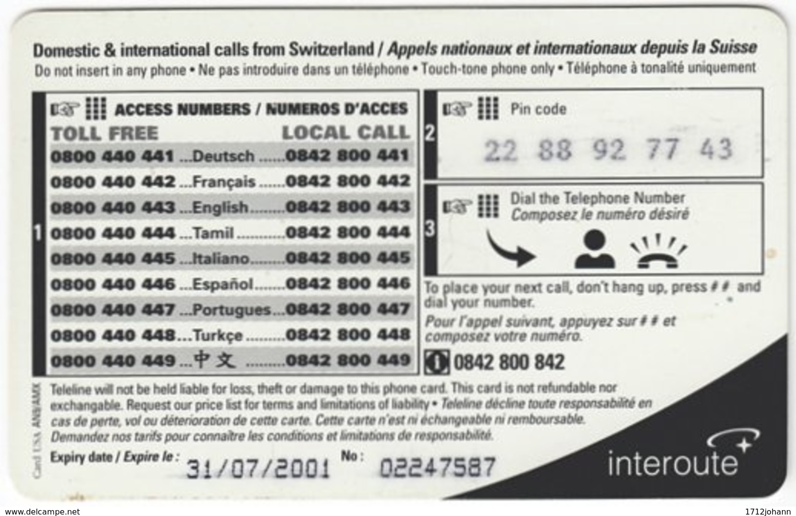 SWITZERLAND D-063 Prepaid Teleline - People, Couple - Used - Schweiz