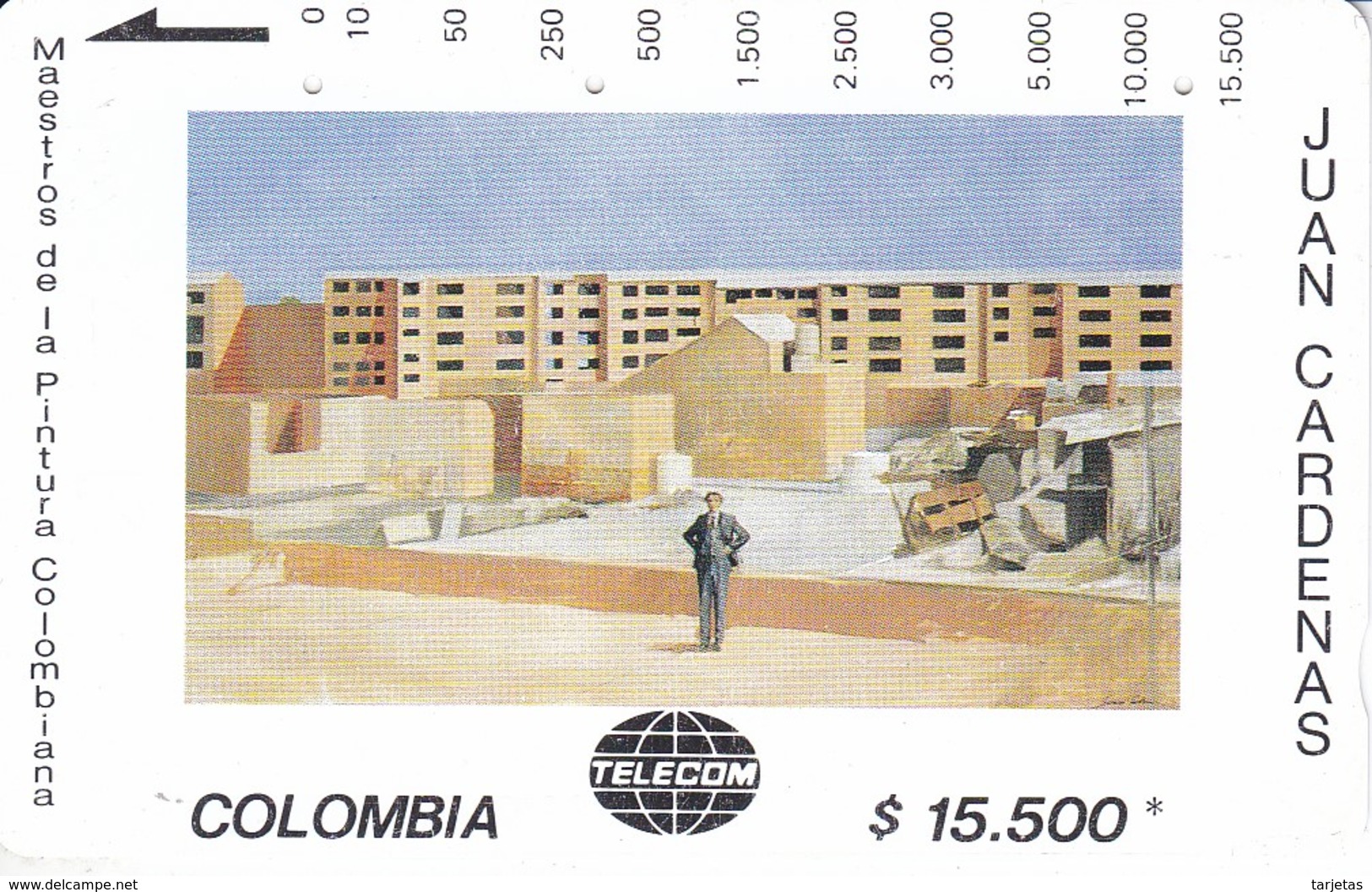 TARJETA DE COLOMBIA DE TELECOM DE $5500 MAESTROS DE LA PINTURA (JUAN CARDENAS) EDIFICIO - Colombia