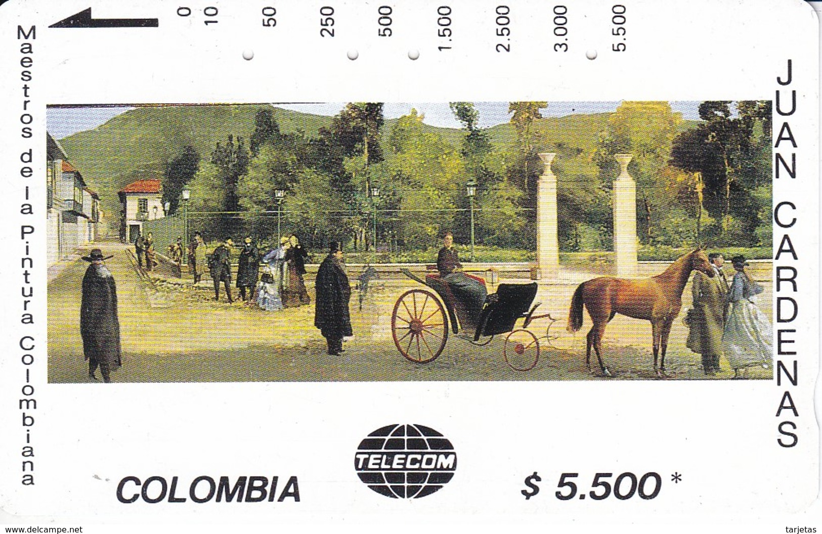 TARJETA DE COLOMBIA DE TELECOM DE $5500 MAESTROS DE LA PINTURA (JUAN CARDENAS) CABALLO-HORSE - Kolumbien