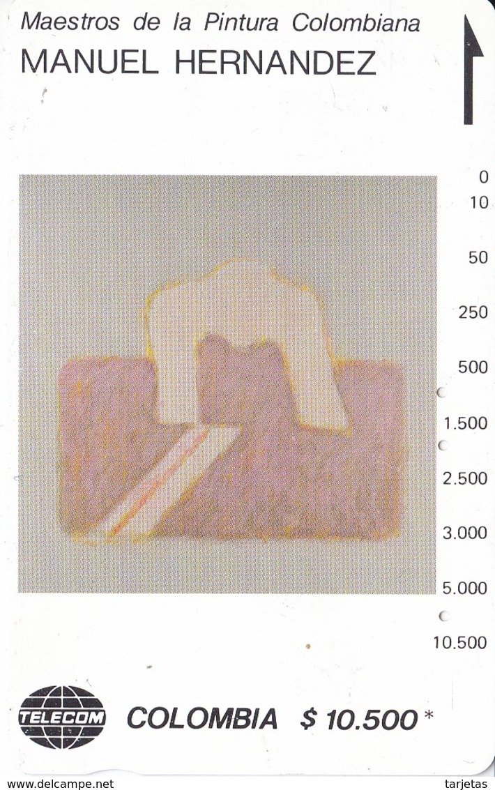 TARJETA DE COLOMBIA DE TELECOM DE $10500 MAESTROS DE LA PINTURA (MANUEL HERNANDEZ) SIGNO LEVITANTE - Colombia