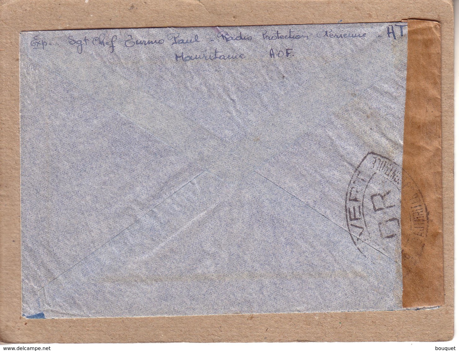 MAURITANIE , ISERE - GUERRE 1939-45 - LETTRE PAR AVION D' ATAR POUR BRIGNOUD , CONTROLE POSTAL + OUVERT , A4 - Storia Postale