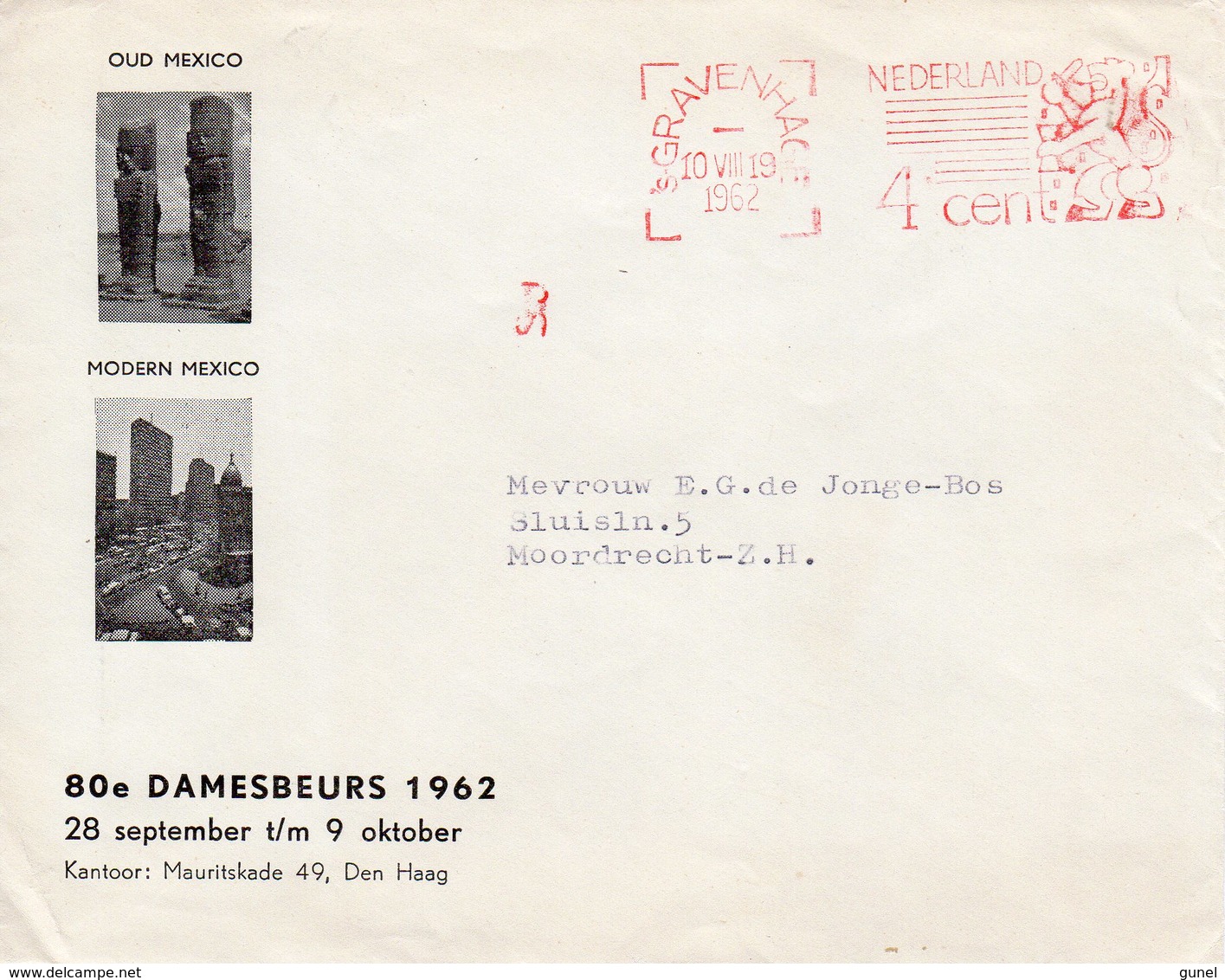 10 VIII 1962    Baarfrankering 4 Cent Rechts  Van 's Gravenhage  . Op Geïllustreerde Envelop Met Firmalogo Naar Moordrec - Postal History