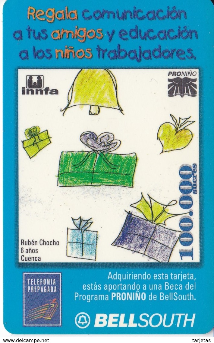 TARJETA DE ECUADOR DE BELLSOUTH DE 100000 SUCRES DE REGALOS DE NAVIDAD (CHRISTMAS) - Equateur