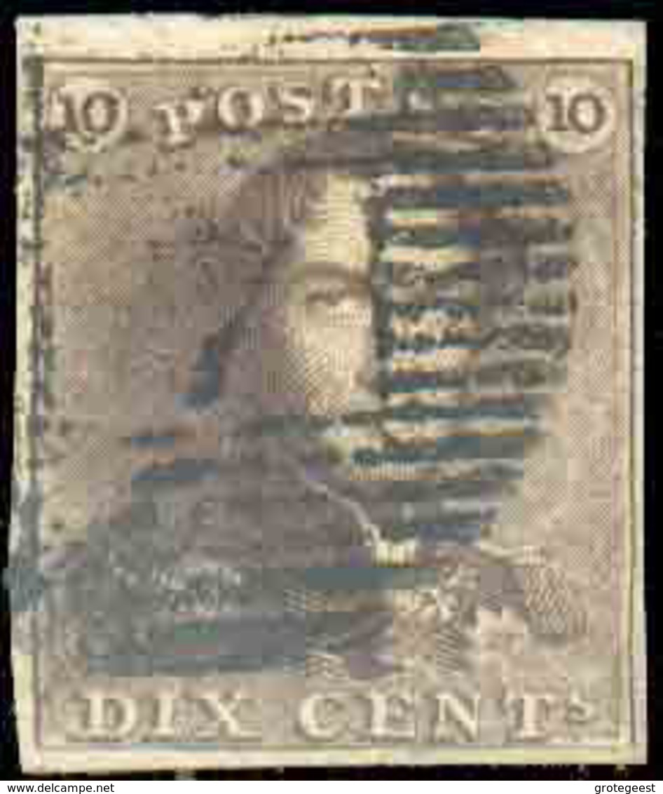 N°1 - Epaulette 10 Centimes Brune, TB Margée Et Petit Bdf Sup., Obl. P.4 ANVERS Centrale Et Nette. - TTB  - 15459 - 1849 Mostrine