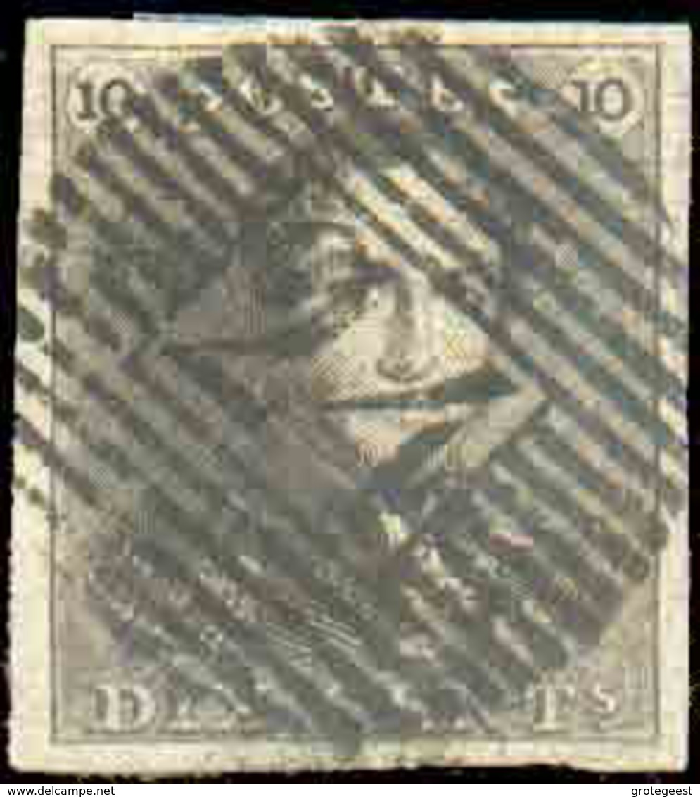 N°1 - Epaulette 10 Centimes Brune, Marges Maxima, Obl. P.24 BRUXELLES Idéalement Apposée. - Luxe  - 15460 - 1849 Epauletten