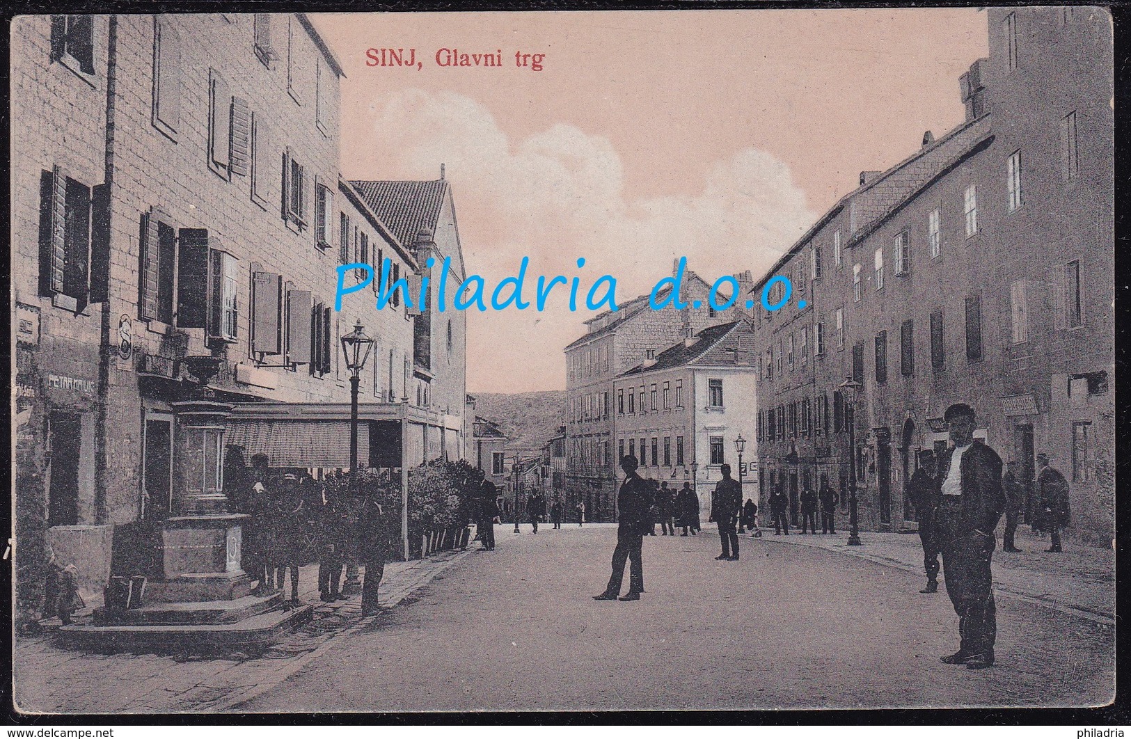 Sinj, Main Square, Mailed 1922, Railway TPO Cancellation "Sinj - Split, 138" - Croazia