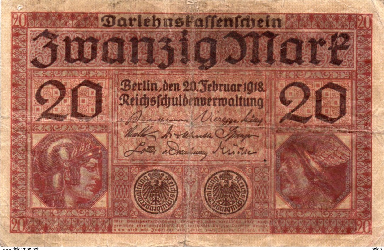 GERMANY- 20 MARK 1918  P-57  Circ.vf - 20 Mark