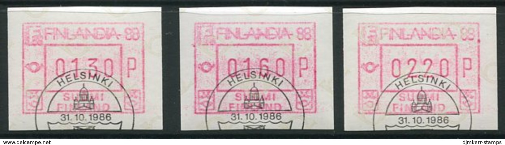 FINLAND 1988 FINLANDIA '88  ATM, Three Values Used.  Michel 4 - Machine Labels [ATM]