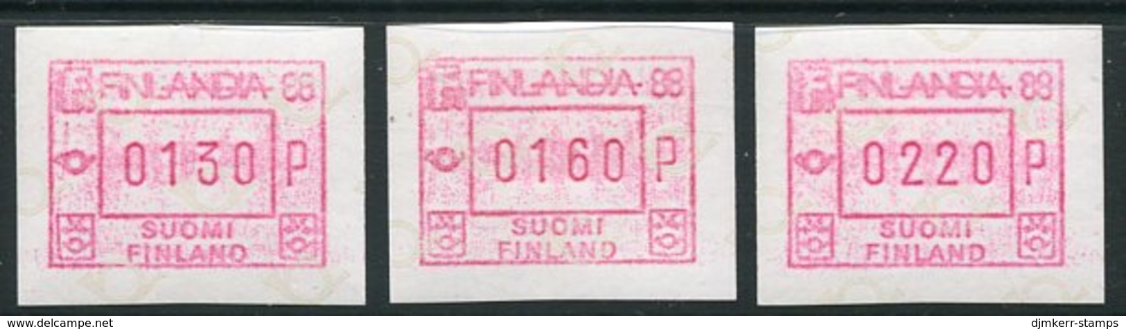 FINLAND 1988 FINLANDIA '88  ATM, Three Values MNH / **..  Michel 4 - Machine Labels [ATM]