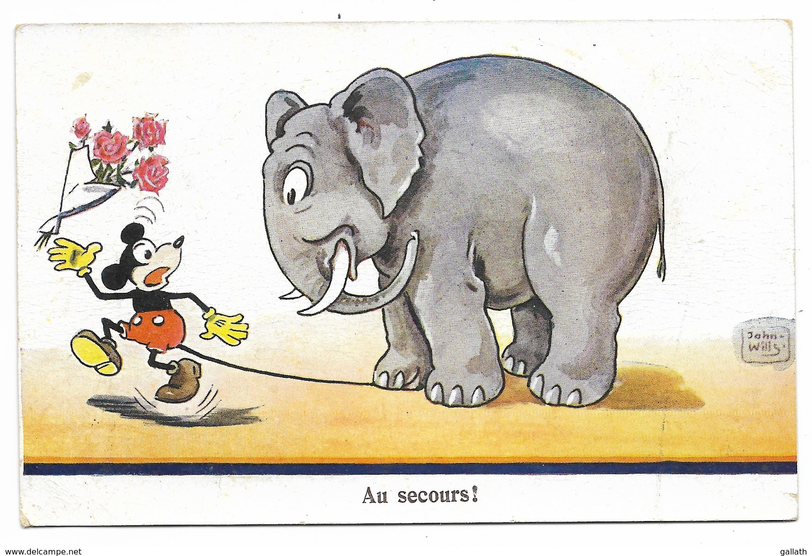 Mickey Et Un Eléphant... Au Secours !  Signé John WILLS - Autres & Non Classés