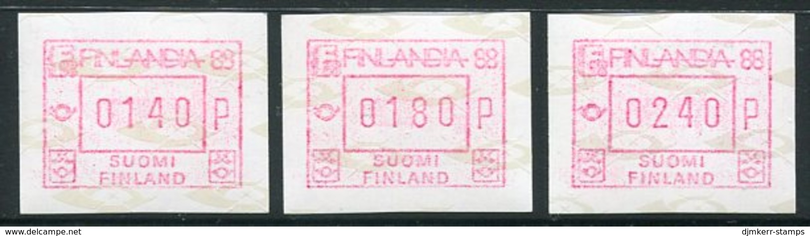 FINLAND 1986 FINLANDIA '88  ATM, Three Values MNH / **..  Michel 2 - Automatenmarken [ATM]