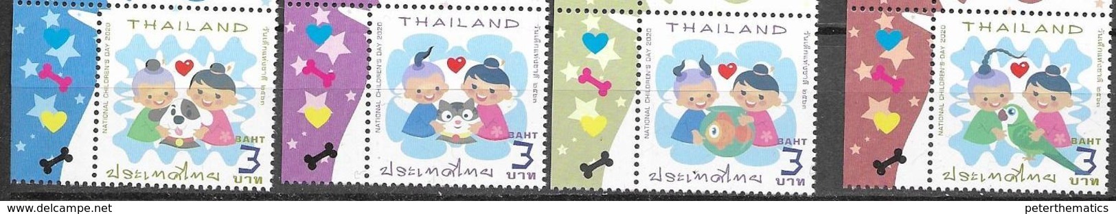 THAILAND, 2020, MNH,CHILDREN'S DAY, BIRDS, FISH, DOGS, CATS, 4v - Other & Unclassified