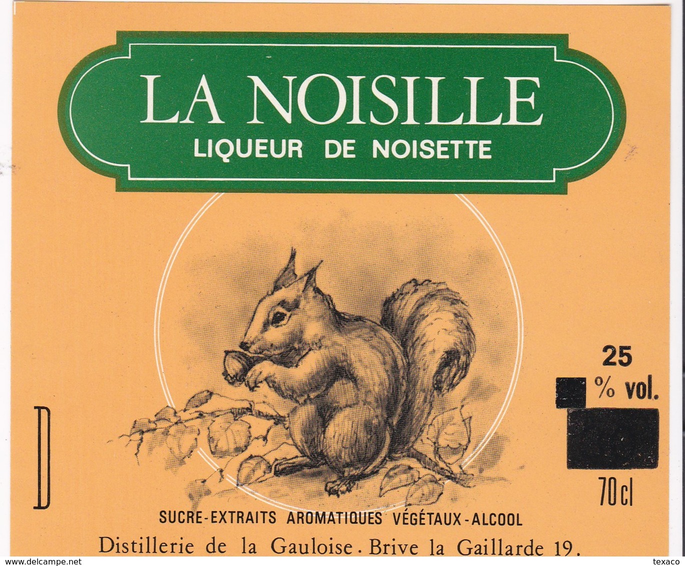 Etiquette LIQUEUR DE NOISETTE - Superbe écureuil - Autres & Non Classés