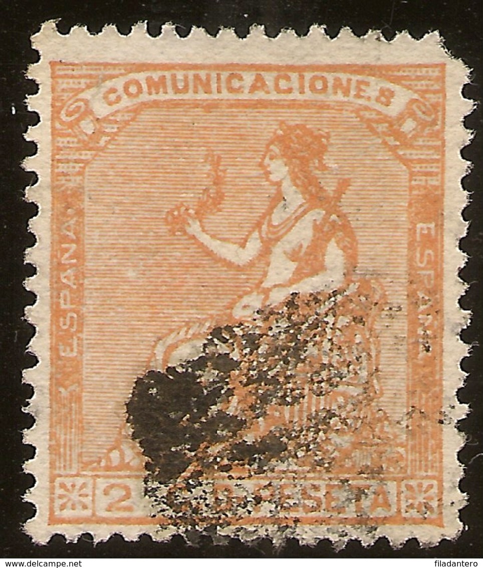 España Edifil 131 (º)  2 Céntimos Naranja  Corona Mural Y Alegoría  1873  NL1554 - Used Stamps