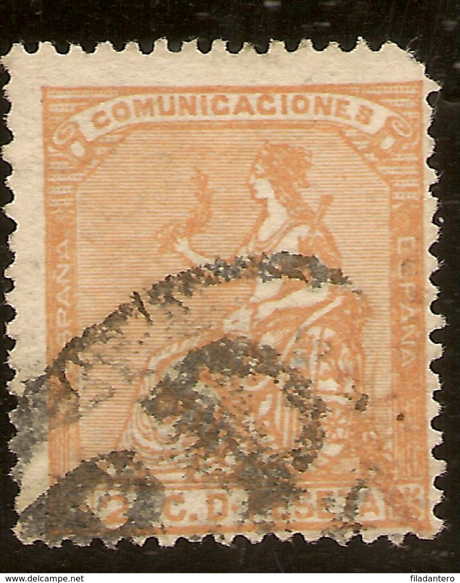 España Edifil 131 (º)  2 Céntimos Naranja  Corona Mural y Alegoría  1873  NL1554