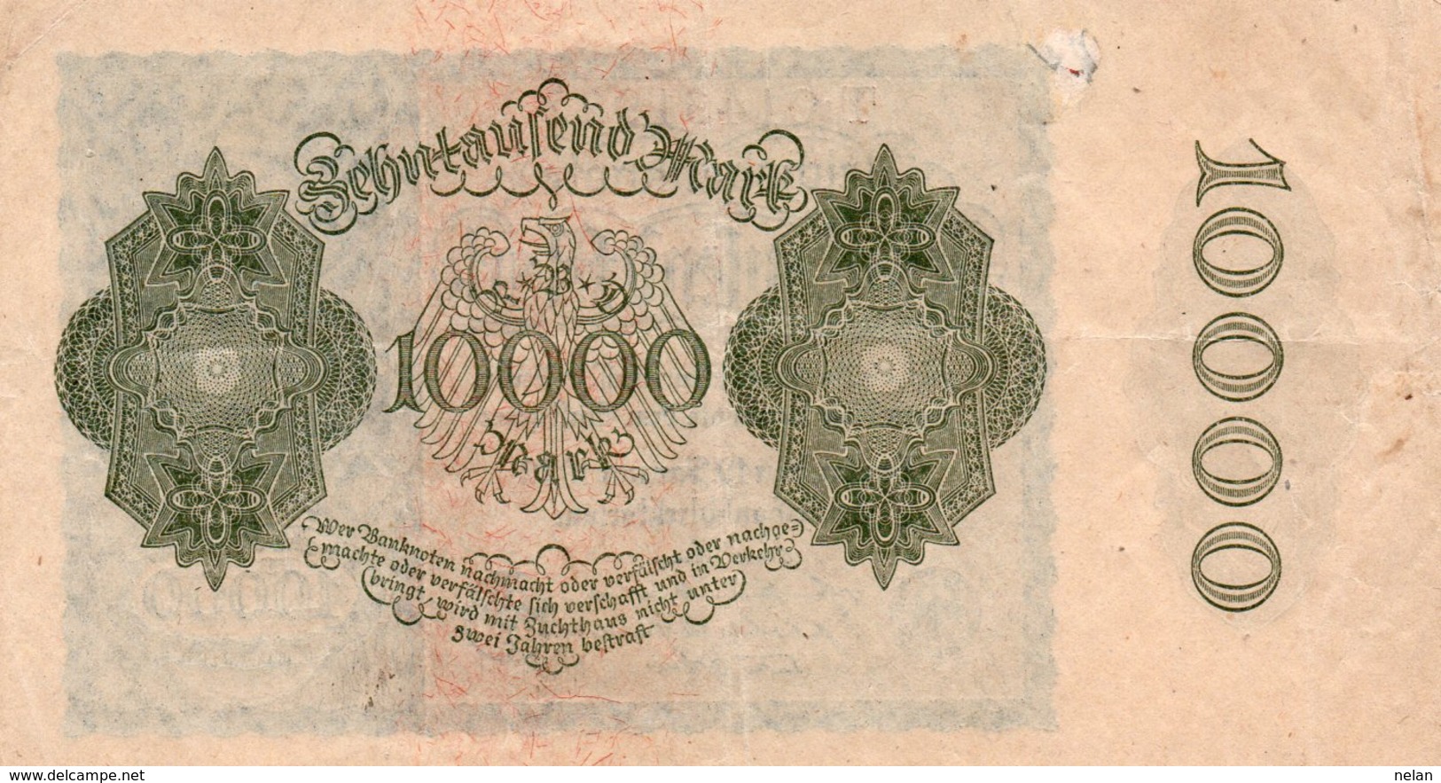 GERMANY- 10000 MARK 1922  P-72/2  Circ Xf+aunc  SERIE  T-014331922 - 10000 Mark