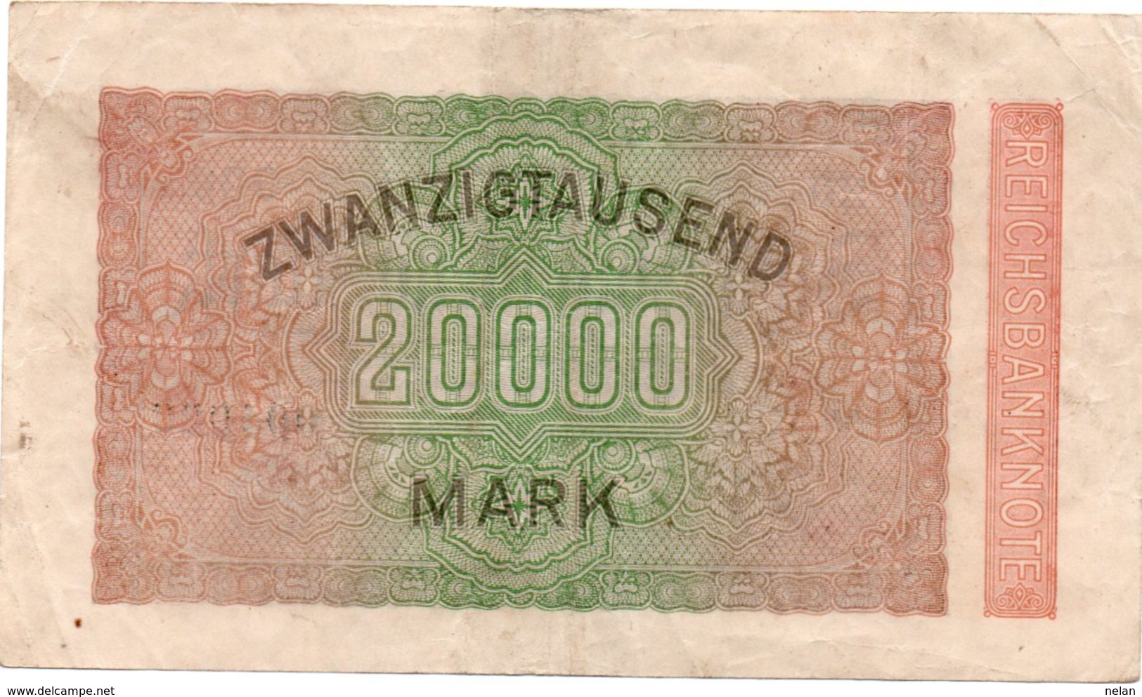 GERMANY- 20000 MARK 1923  P-85a/2  Circ Xf++  SERIE  V-UB 004023  -Filigrana: Ringe - 20000 Mark