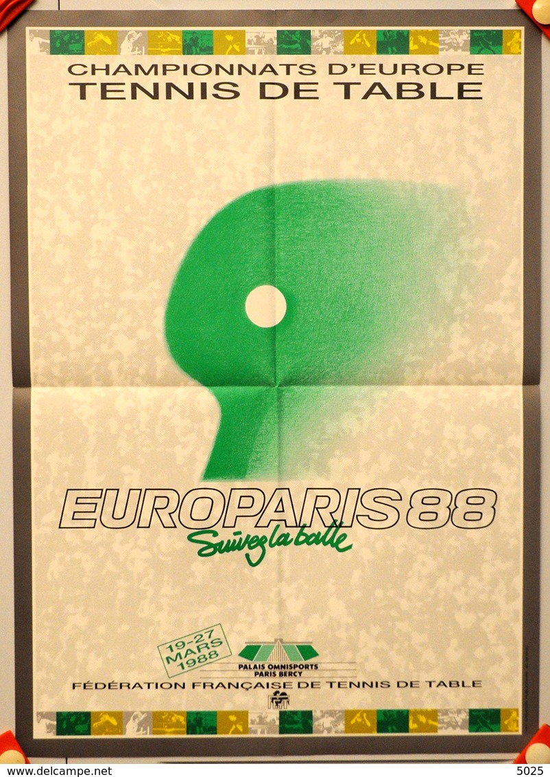 = FRANCE - 1988 - EUROPARIS 88 - Lot De 3 Affiches Championnats D'Europe - Tennis Table Tischtennis - Tennis Tavolo