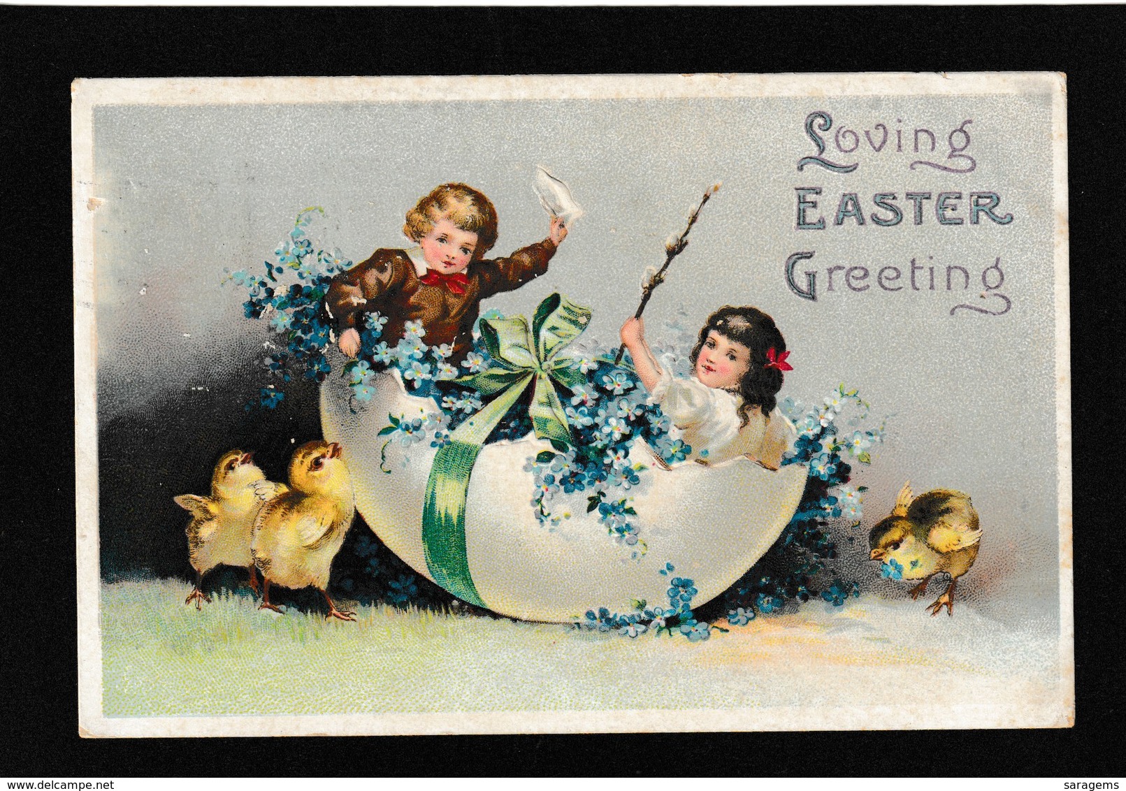Ellen Clapsaddle -2 Easter Children In Broken Egg 1911 - Antique Postcard - Clapsaddle