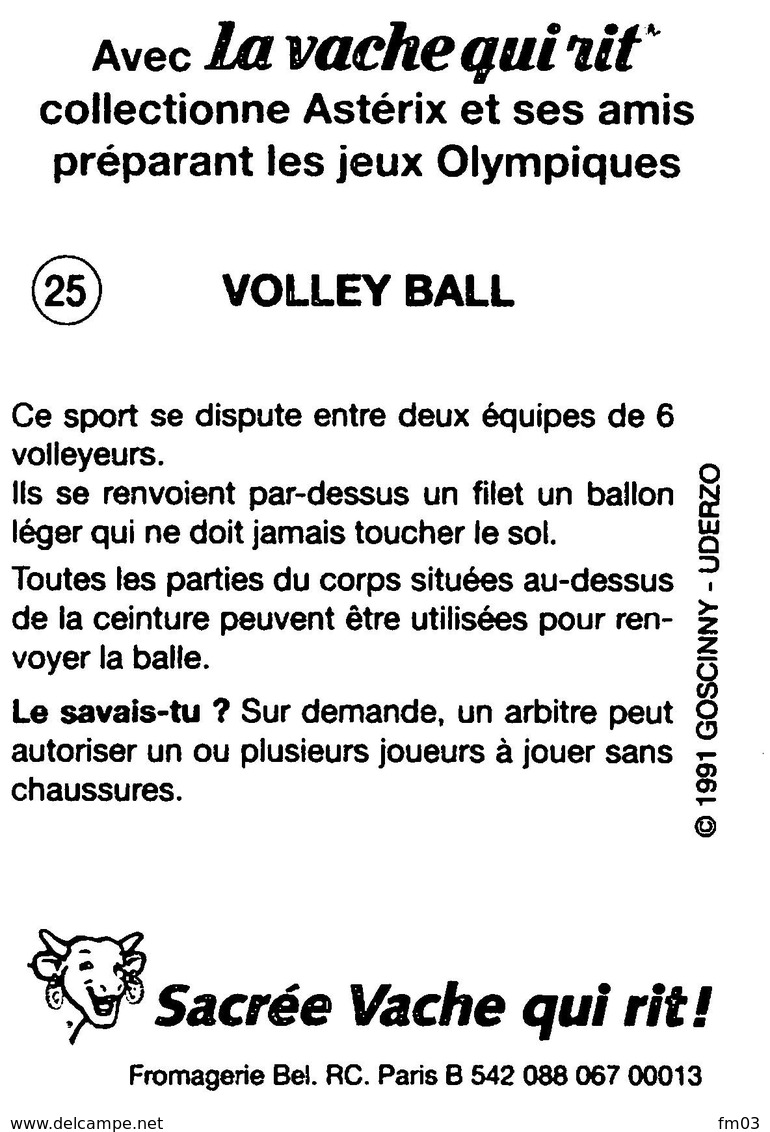 Volley Ball JO 92 Image Adhésif Autocollant La Vache Qui Rit Fromagerie Bel Astérix - Other & Unclassified