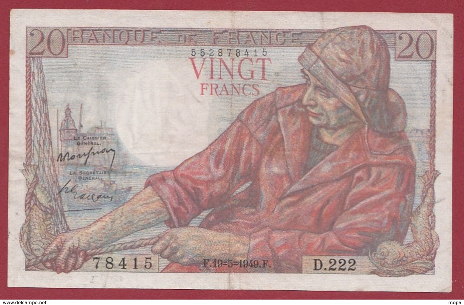 20 Francs "Pêcheur" Du 19/05/1949.F---TTB---ALPH .D.222 - 20 F 1942-1950 ''Pêcheur''